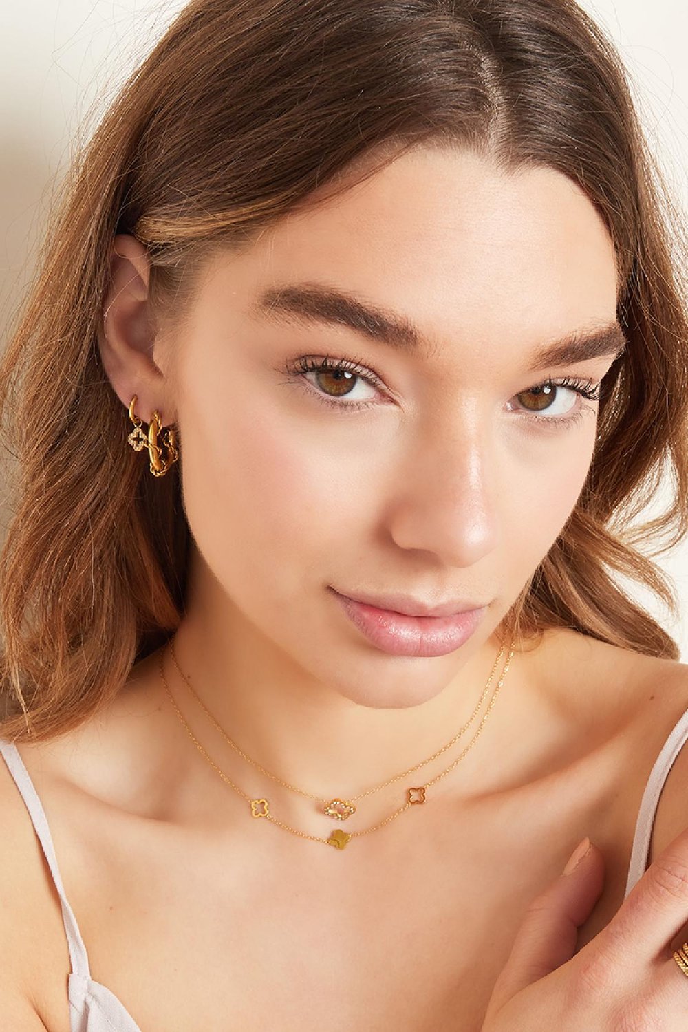 Ohrringe verdrehtes Seil Goldfarbe Edelstahl h5Bild2